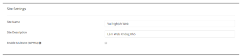 Nhập site name và site description