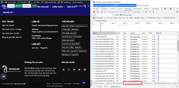 Hướng dẫn kiểm tra kích thước tải trang trên website