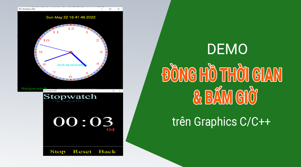 Lập Trình Đồng Hồ Thời Gian & Bấm Giờ Trên Graphics C/C++