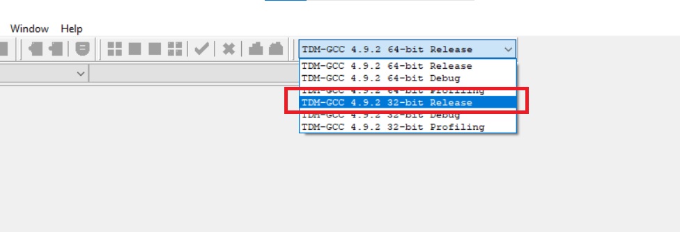 chọn trình biên dịch là “TDM-GCC 4.8.1 32 bit Release”.