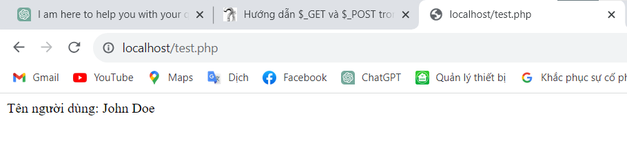 Kết quả ví dụ session